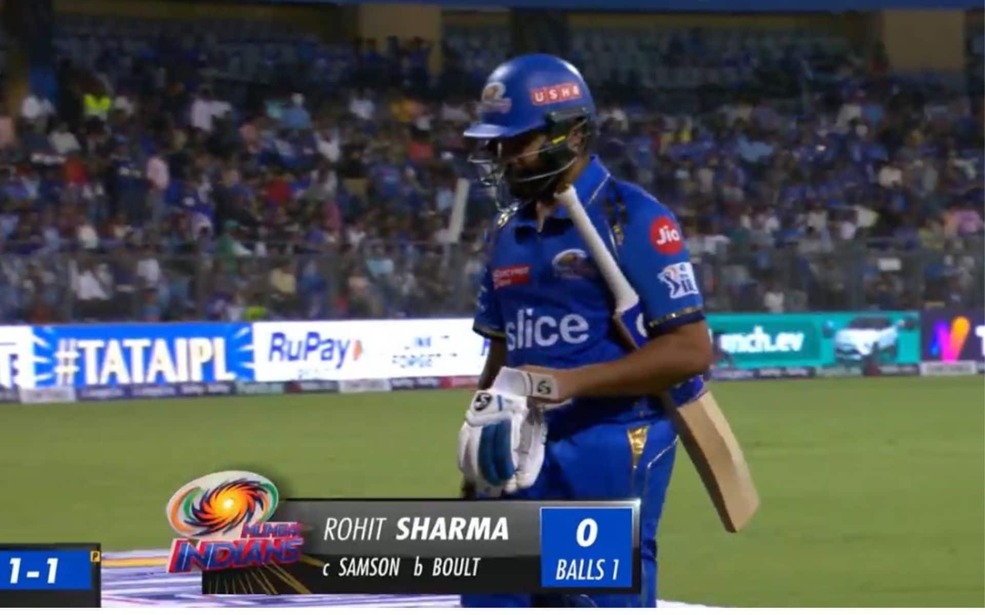 'Can't Bat...': Fans Erupts As Rohit Sharma Departs For Golden Duck Vs RR In IPL 2024